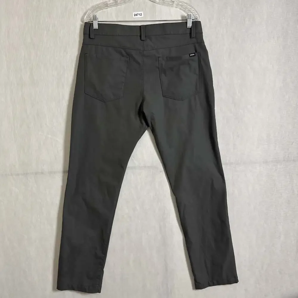 Prana Men's 34/30 Gray Stretch Polyester Slim Fit Chino Pants With Pockets
